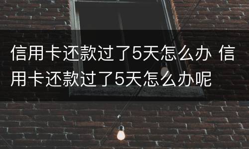 信用卡还款过了5天怎么办 信用卡还款过了5天怎么办呢