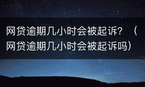 网贷逾期几小时会被起诉？（网贷逾期几小时会被起诉吗）