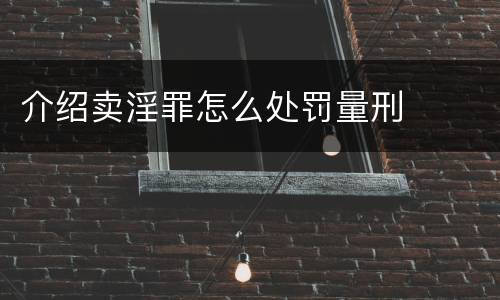 介绍卖淫罪怎么处罚量刑