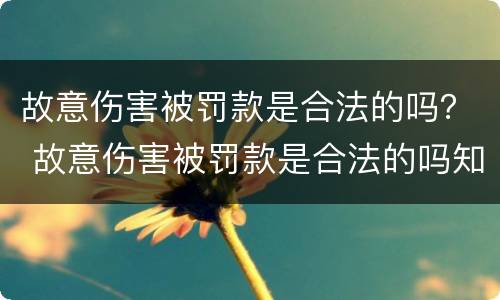 故意伤害被罚款是合法的吗？ 故意伤害被罚款是合法的吗知乎