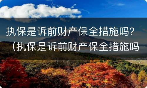 执保是诉前财产保全措施吗？（执保是诉前财产保全措施吗为什么）