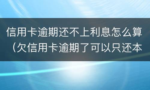 信用卡逾期还不上利息怎么算（欠信用卡逾期了可以只还本金不还利息吗）