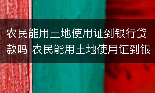 农民能用土地使用证到银行贷款吗 农民能用土地使用证到银行贷款吗
