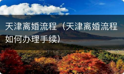 天津离婚流程（天津离婚流程如何办理手续）
