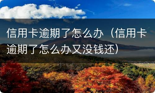 信用卡逾期了怎么办（信用卡逾期了怎么办又没钱还）