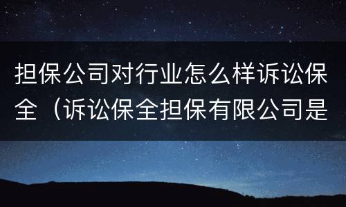 担保公司对行业怎么样诉讼保全（诉讼保全担保有限公司是干嘛的）