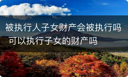 被执行人子女财产会被执行吗 可以执行子女的财产吗
