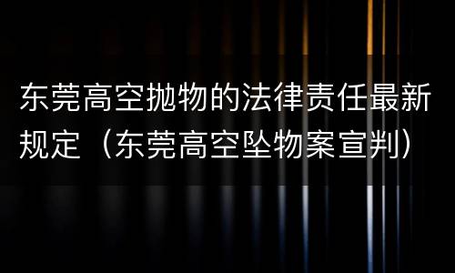 东莞高空抛物的法律责任最新规定（东莞高空坠物案宣判）