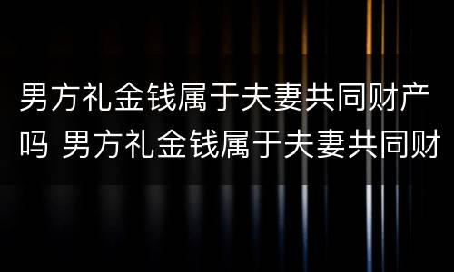 男方礼金钱属于夫妻共同财产吗 男方礼金钱属于夫妻共同财产吗对吗