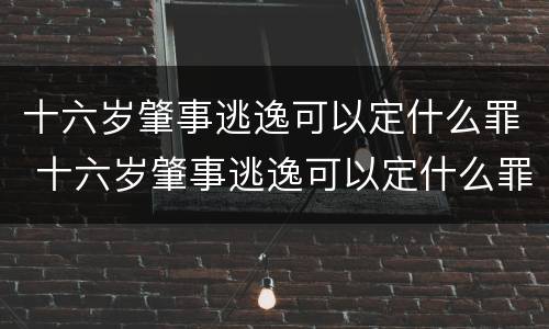 十六岁肇事逃逸可以定什么罪 十六岁肇事逃逸可以定什么罪名
