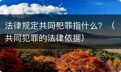 法律规定共同犯罪指什么？（共同犯罪的法律依据）
