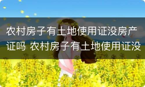 农村房子有土地使用证没房产证吗 农村房子有土地使用证没房产证吗怎么办