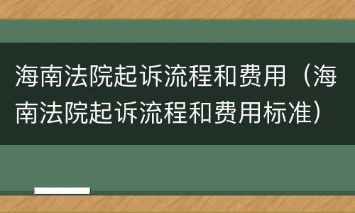 海南法院起诉流程和费用（海南法院起诉流程和费用标准）