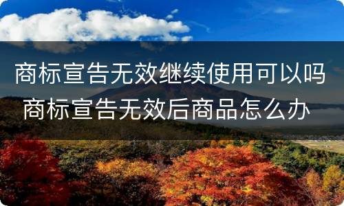 商标宣告无效继续使用可以吗 商标宣告无效后商品怎么办