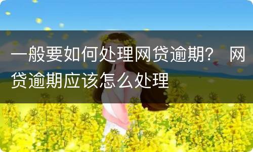 一般要如何处理网贷逾期？ 网贷逾期应该怎么处理