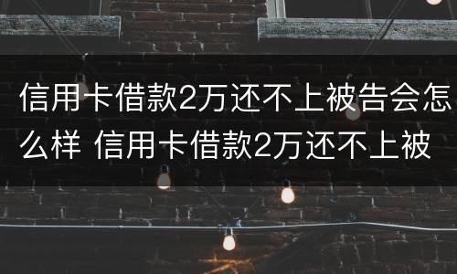 信用卡借款2万还不上被告会怎么样 信用卡借款2万还不上被告会怎么样呢