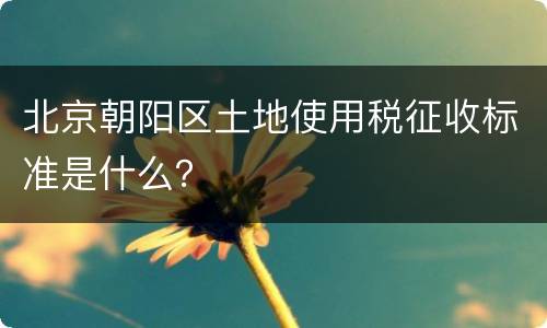 北京朝阳区土地使用税征收标准是什么？