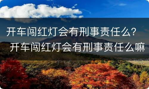 开车闯红灯会有刑事责任么？ 开车闯红灯会有刑事责任么嘛
