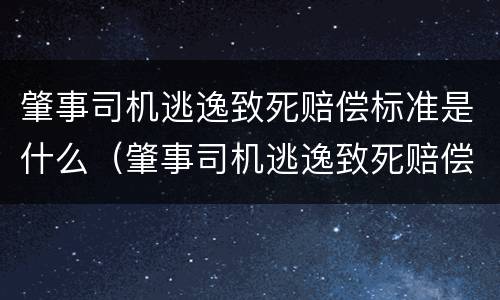 肇事司机逃逸致死赔偿标准是什么（肇事司机逃逸致死赔偿标准是什么样的）