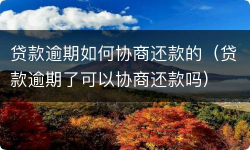 贷款逾期如何协商还款的（贷款逾期了可以协商还款吗）