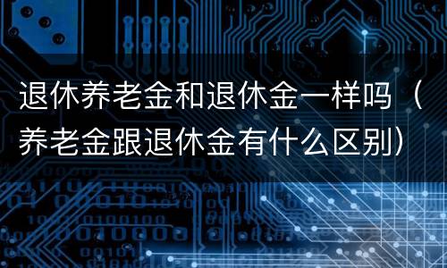 退休养老金和退休金一样吗（养老金跟退休金有什么区别）