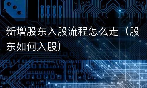 新增股东入股流程怎么走（股东如何入股）