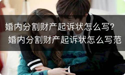 婚内分割财产起诉状怎么写？ 婚内分割财产起诉状怎么写范文