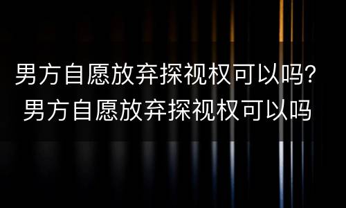 男方自愿放弃探视权可以吗？ 男方自愿放弃探视权可以吗
