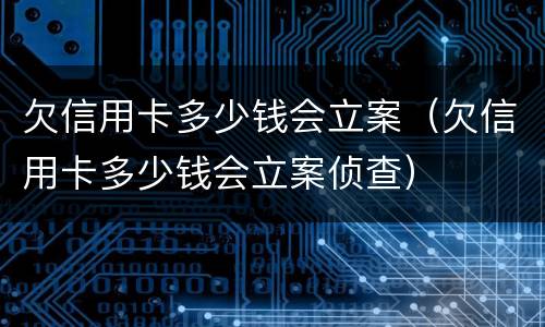 欠信用卡多少钱会立案（欠信用卡多少钱会立案侦查）