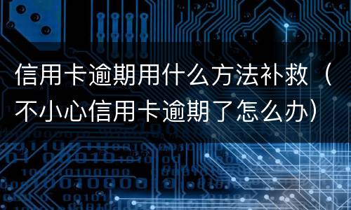 信用卡逾期用什么方法补救（不小心信用卡逾期了怎么办）