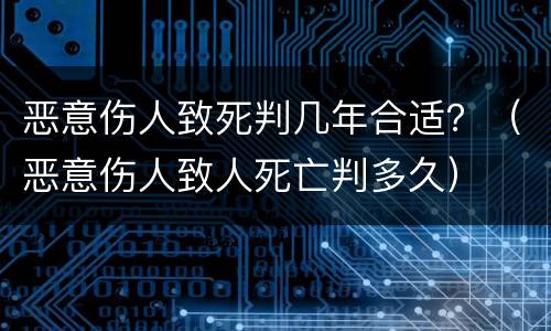 恶意伤人致死判几年合适？（恶意伤人致人死亡判多久）