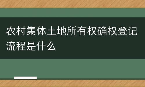 农村集体土地所有权确权登记流程是什么