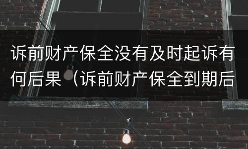 诉前财产保全没有及时起诉有何后果（诉前财产保全到期后没有起诉）