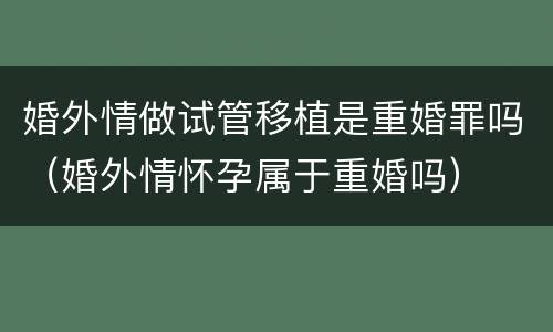 婚外情做试管移植是重婚罪吗（婚外情怀孕属于重婚吗）