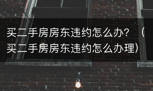 买二手房房东违约怎么办？（买二手房房东违约怎么办理）