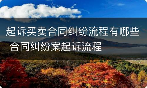 起诉买卖合同纠纷流程有哪些 合同纠纷案起诉流程