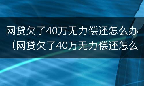 网贷欠了40万无力偿还怎么办（网贷欠了40万无力偿还怎么办呢）