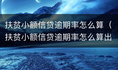 扶贫小额信贷逾期率怎么算（扶贫小额信贷逾期率怎么算出来的）