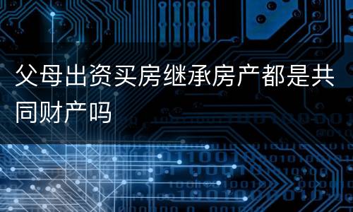 父母出资买房继承房产都是共同财产吗