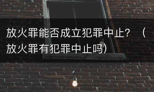 放火罪能否成立犯罪中止？（放火罪有犯罪中止吗）