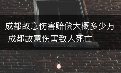 成都故意伤害赔偿大概多少万 成都故意伤害致人死亡