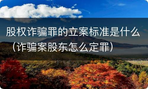 股权诈骗罪的立案标准是什么（诈骗案股东怎么定罪）