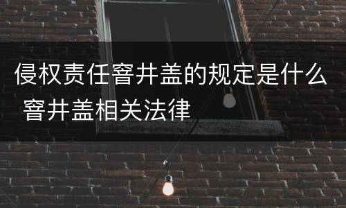 侵权责任窨井盖的规定是什么 窨井盖相关法律