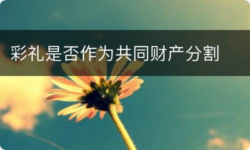 彩礼是否作为共同财产分割