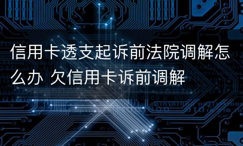 信用卡透支起诉前法院调解怎么办 欠信用卡诉前调解