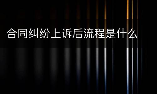 合同纠纷上诉后流程是什么