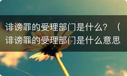 诽谤罪的受理部门是什么？（诽谤罪的受理部门是什么意思）