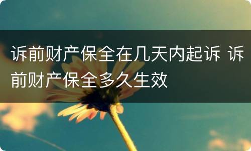 诉前财产保全在几天内起诉 诉前财产保全多久生效