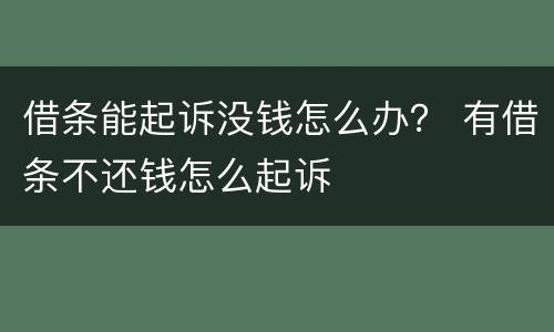 借条能起诉没钱怎么办？ 有借条不还钱怎么起诉