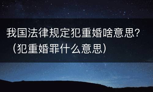 我国法律规定犯重婚啥意思？（犯重婚罪什么意思）